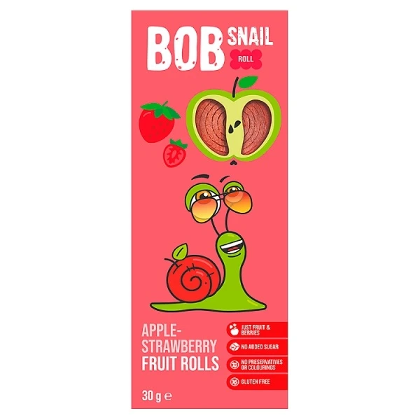 Bob Snail, przekąska jabłkowo-truskawkowa, 30g