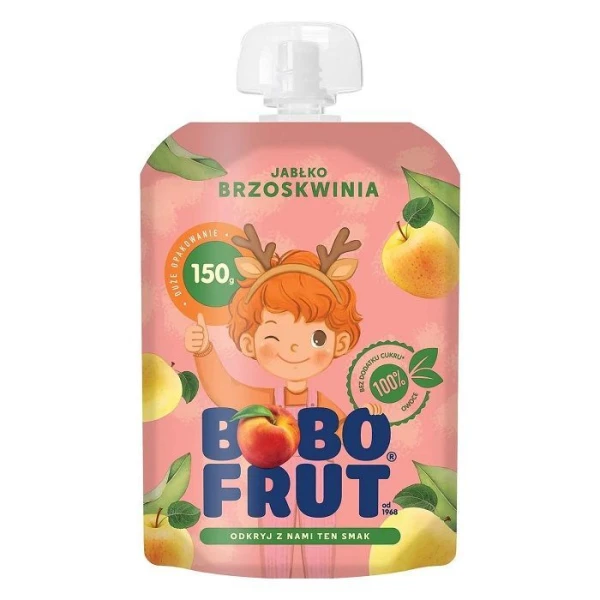 Bobo Frut, mus owocowy, jabłko i brzoskwinia, po 12 miesiącu, 150g