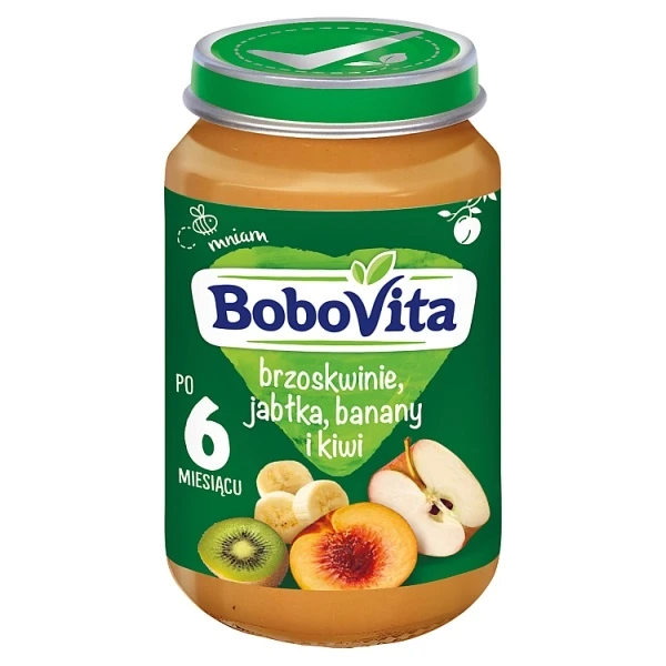 BoboVita, brzoskwinie, jabłka, banany i kiwi, po 6 miesiącu, 190g