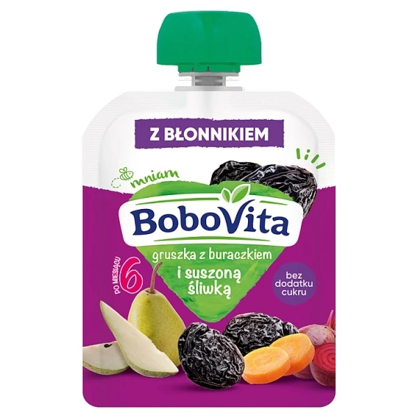 BoboVita, gruszka z buraczkiem i suszoną.śliwką, po 6 miesiącu, 80g
