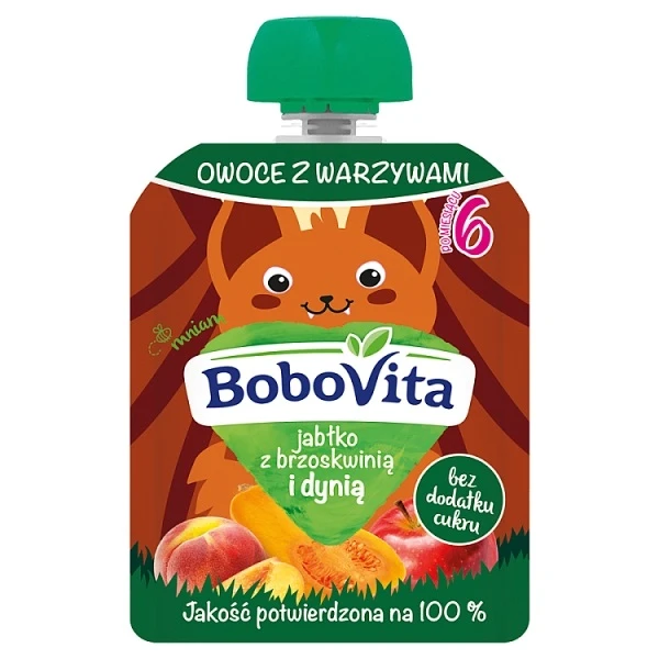 BoboVita, jabłko z brzoskwinią i dynią, po 6 miesiącu, 80g