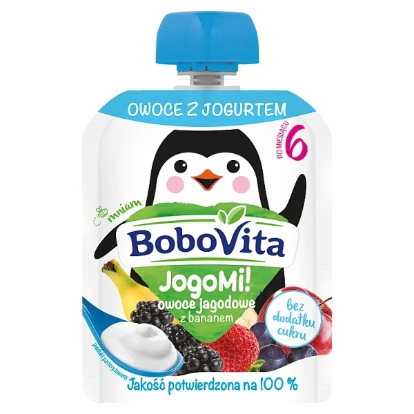 BoboVita, JogoMi!, deserek owocowo-mleczny, owoce jagodowe z bananem, po 6 miesiącu, 80g