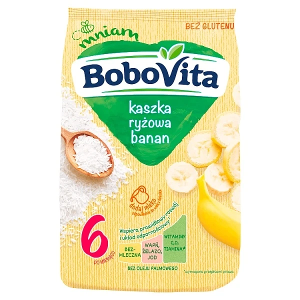 BoboVita, kaszka ryżowa, banan, bezmleczna, po 6 miesiącu, 180g