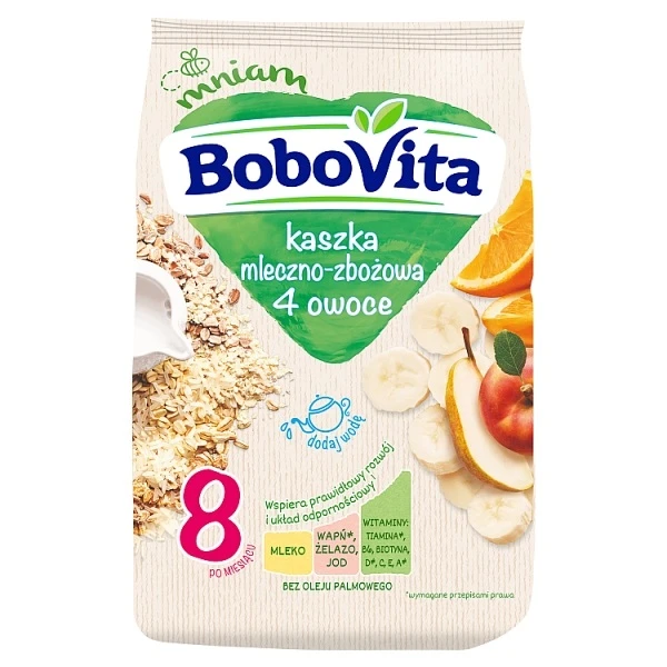 BoboVita, kaszka mleczno-zbożowa owoce, po 8 miesiącu życia, 230g
