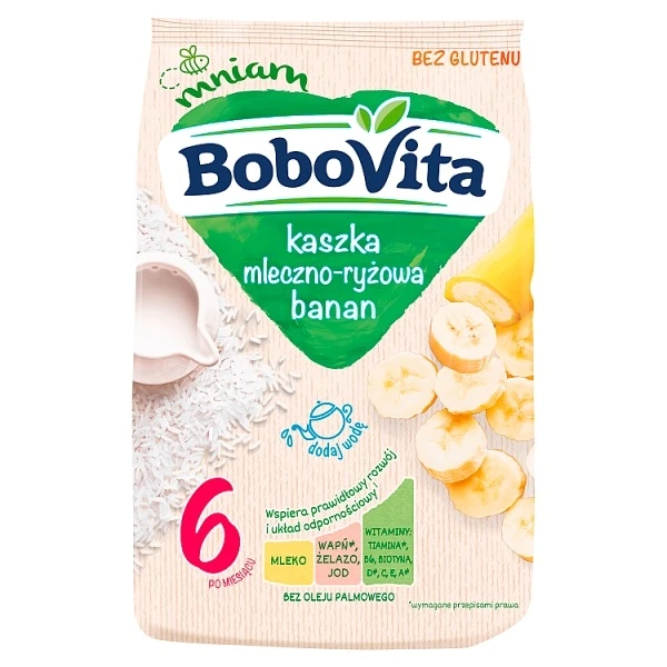 BoboVita, kaszka mleczno-ryżowa, banan, po 6 miesiącu, 230g