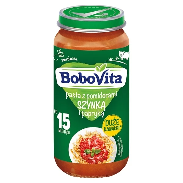 Bobovita, pasta z pomidorami, szynką i papryką, po 15 miesiącu, 250g