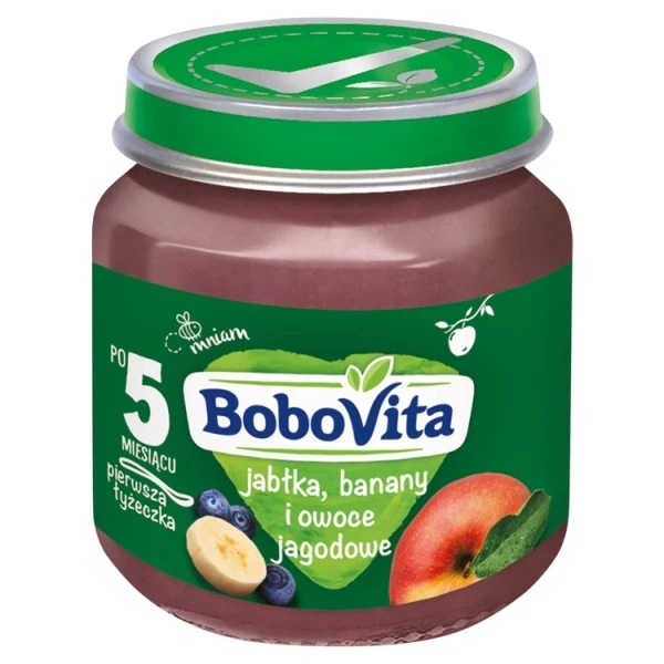 [DATA - 2026-09-03] BoboVita Pierwsza Łyżeczka, banany, jabłka i owoce jagodowe, po 5 miesiącu, 125g