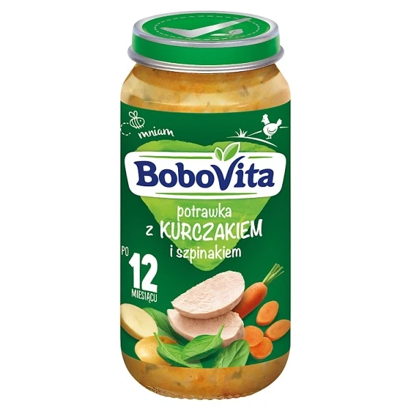 BoboVita, potrawka z kurczakiem i szpinakiem, po 12 miesiącu życia, 250g