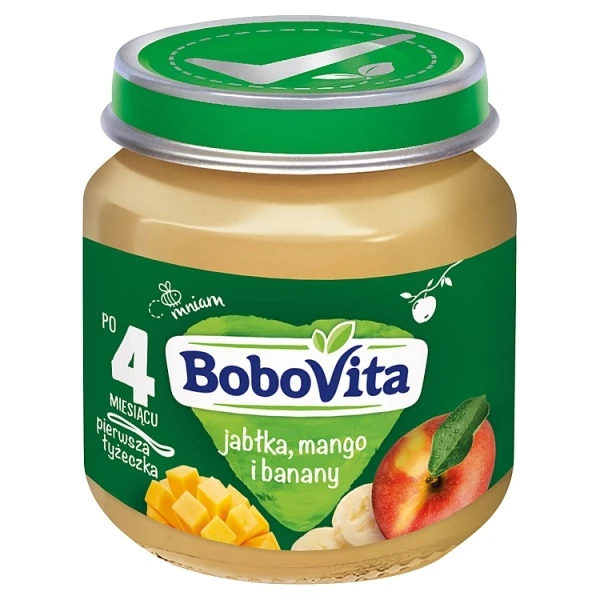 BoboVita Pierwsza Łyżeczka, jabłka, mango i banany, po 4 miesiącu, 125g