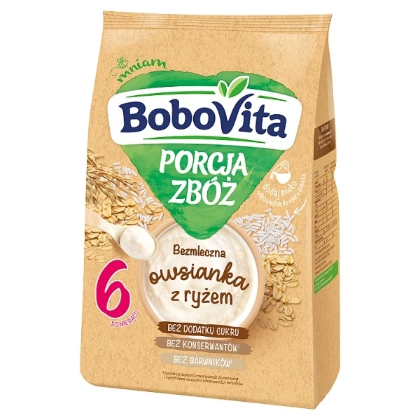 BoboVita Porcja Zbóż, bezmleczna owsianka z ryżem, po 6 miesiącu, 170g