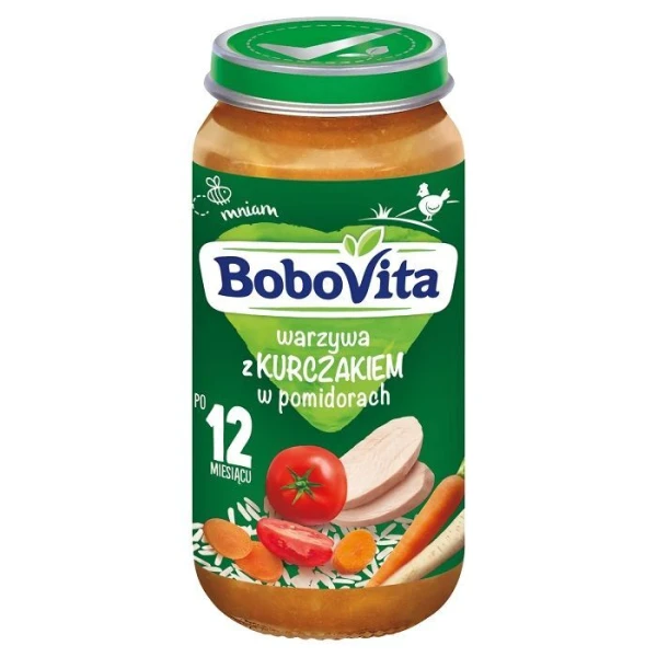 BoboVita, warzywa z kurczakiem w pomidorach, po 12 miesiącu, 250g