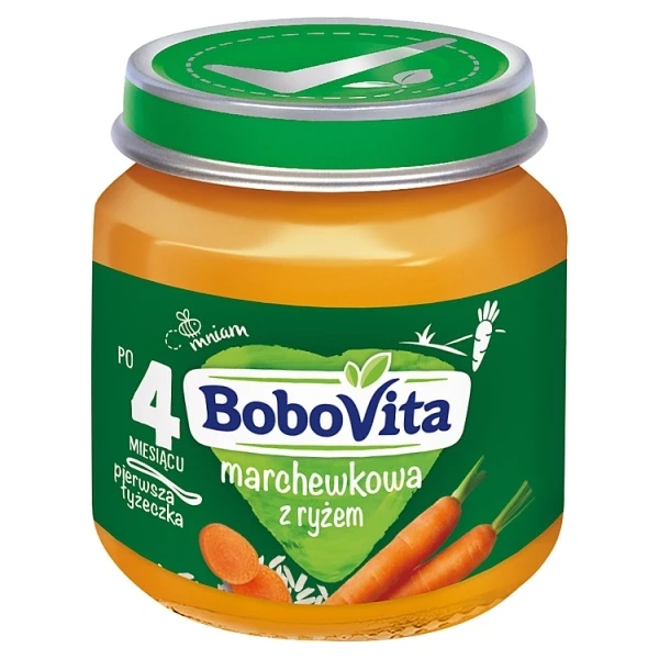 BoboVita Pierwsza Łyżeczka, zupka marchewkowa z ryżem, po 4 miesiącu, 125g