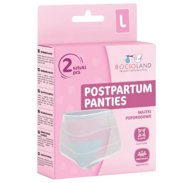 Bocioland, majtki poporodowe wielorazowe, siateczkowe, rozmiar L, 2 sztuki