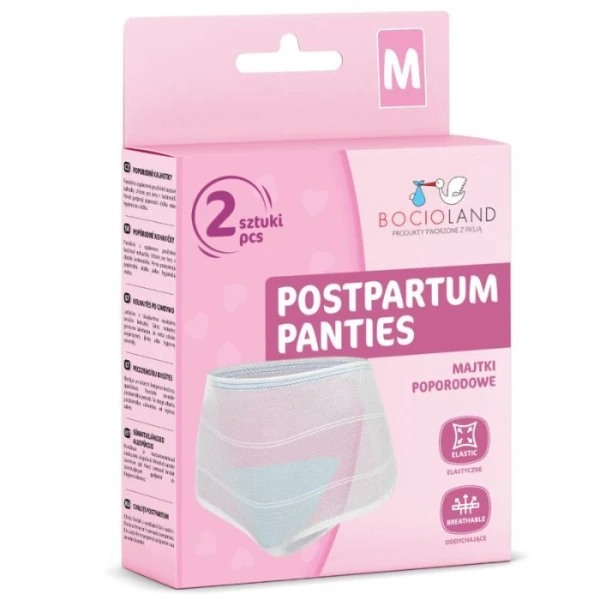 Bocioland, majtki poporodowe wielorazowe, siateczkowe, rozmiar M, 2 sztuki