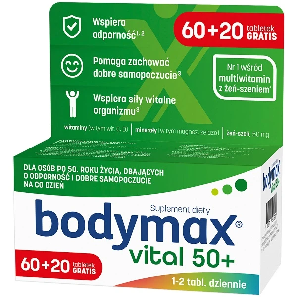 Bodymax Vital 50+, 60 tabletek + 20 tabletek w prezencie