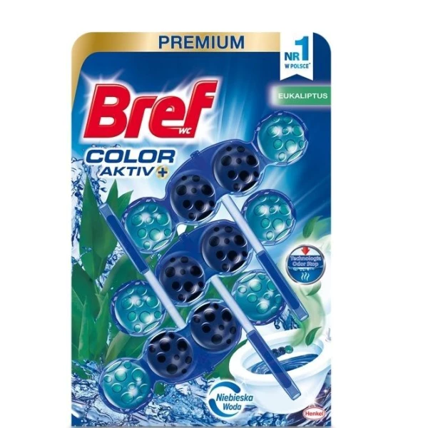 Bref WC Color Activ Premium, zawieszka toaletowa, Eucalyptus, 3x50g
