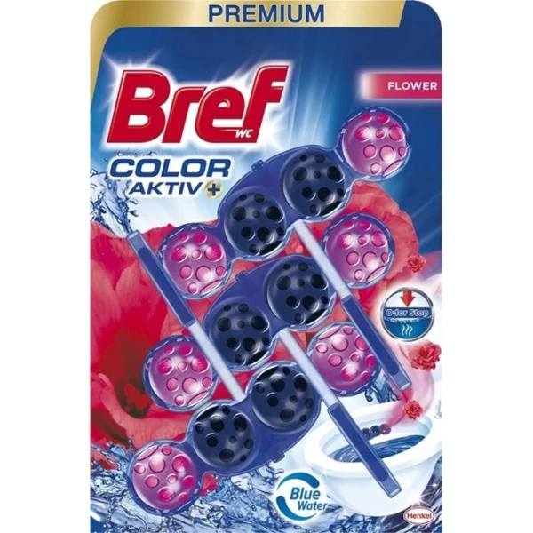 Bref WC Color Activ Premium, zawieszka toaletowa, Flower, 3x50g