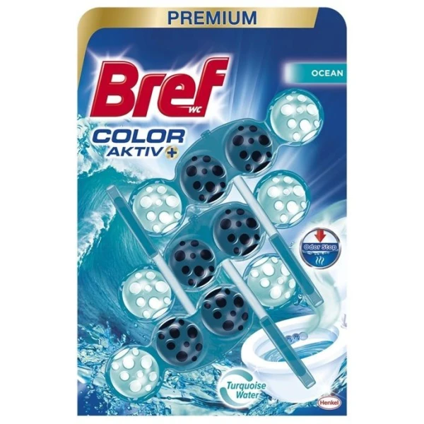 Bref WC Color Activ Premium, zawieszka toaletowa, Ocean, 3x50g
