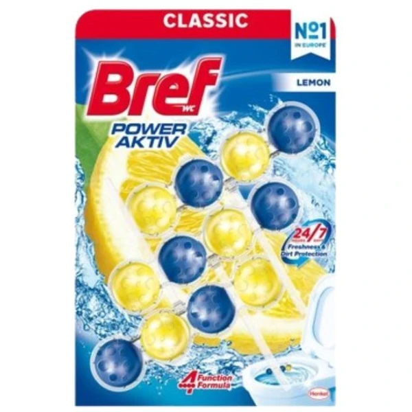 Bref WC Power Activ Classic, zawieszka toaletowa, Lemon, 3x50g
