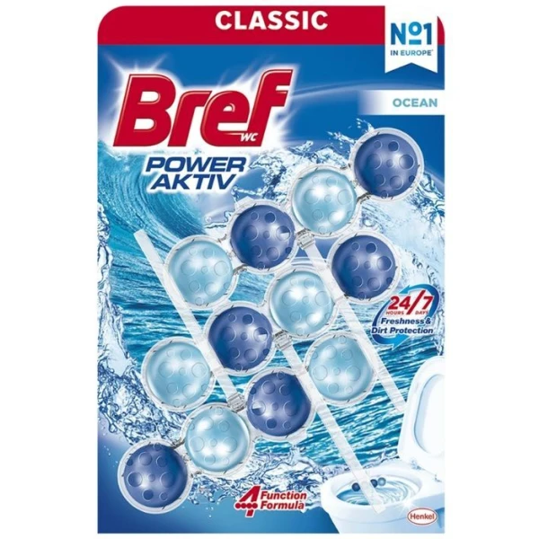 Bref WC Power Activ Classic, zawieszka toaletowa, Ocean, 3x50g