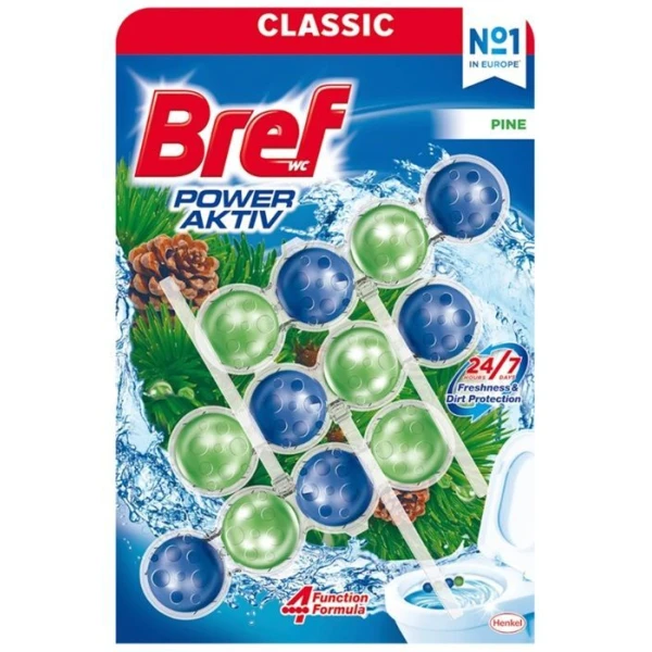 Bref WC Power Activ Classic, zawieszka toaletowa, Pine, 3x50g