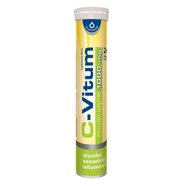 C-Vitum musujące 1000mg, smak cytrynowy, 24 tabletki musujące