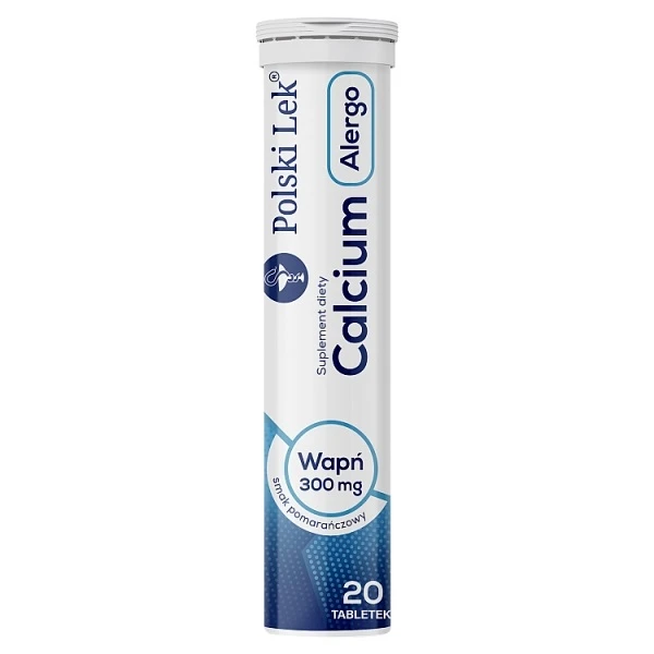 Calcium 300 Alergo, smak pomarańczowy, 20 tabletek musujących
