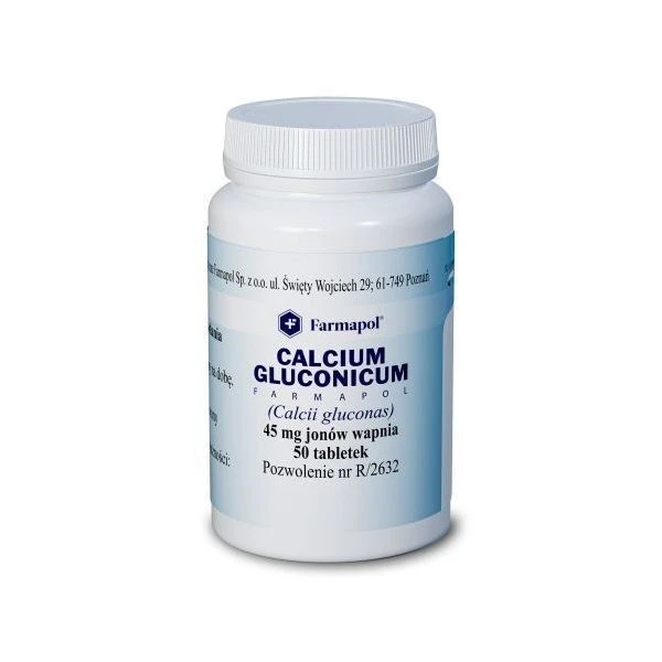 Calcium gluconicum 45mg jonów wapnia, 50 tabletek