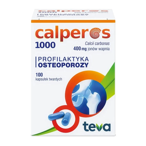 Calperos 1000 (400mg Ca2+), profilaktyka osteoporozy, 100 kapsułek