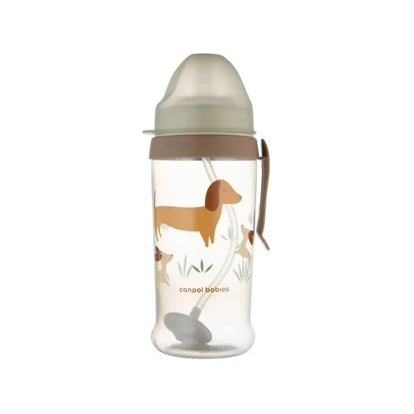 Canpol, bidon niekapek z rurką i odważnikiem, Dogs, po 9 miesiącu, 56/510, 350ml