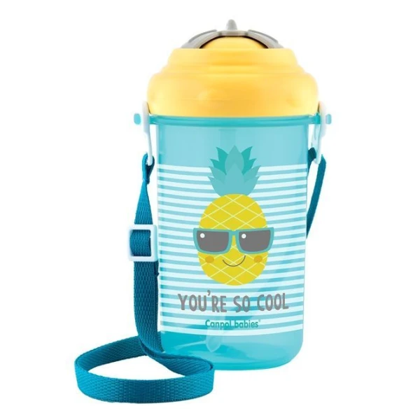 Canpol, bidon ze składaną rurką, żółty, So Cool, po 12 miesiącu, 4/102, 400ml