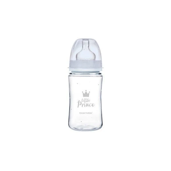 Canpol, butelka antykolkowa, szeroka, Royal Baby, blue, po 3 miesiącu, 35/234, 240ml