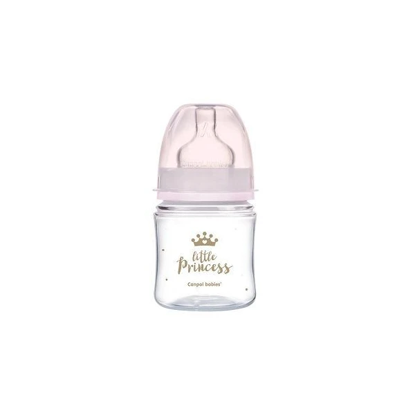 Canpol, butelka antykolkowa, szeroka, Royal Baby, pink, od urodzenia, 35/233, 120ml