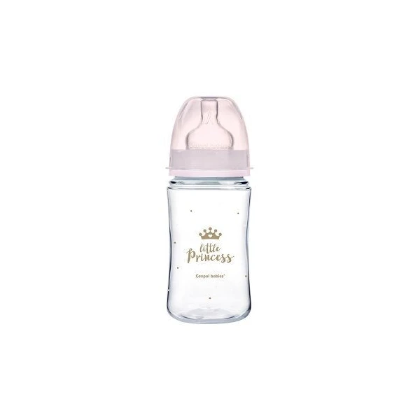 Canpol, butelka antykolkowa, szeroka, Royal Baby, pink, po 3 miesiącu, 35/234, 240ml
