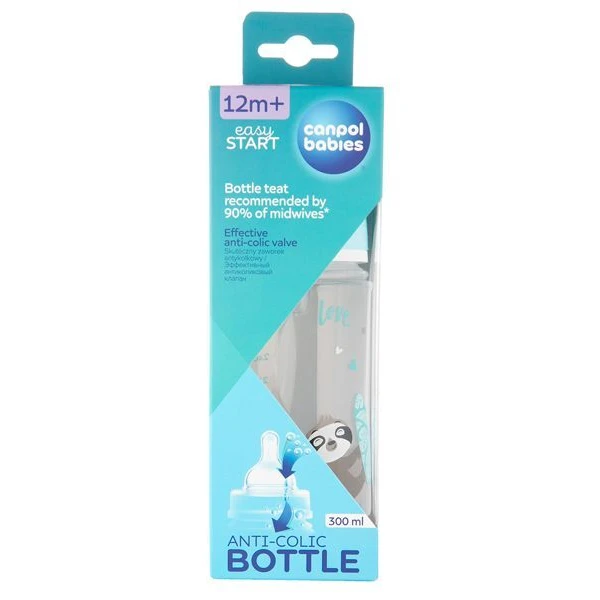 Canpol, butelka antykolkowa, szerokootworowa, Easy Start, blue, po 12 miesiącu, 35/222, 300ml