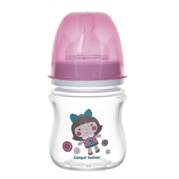 Canpol, butelka antykolkowa, szerokootworowa, Easy Start, Toys, pink, od urodzenia, 35/220, 120ml
