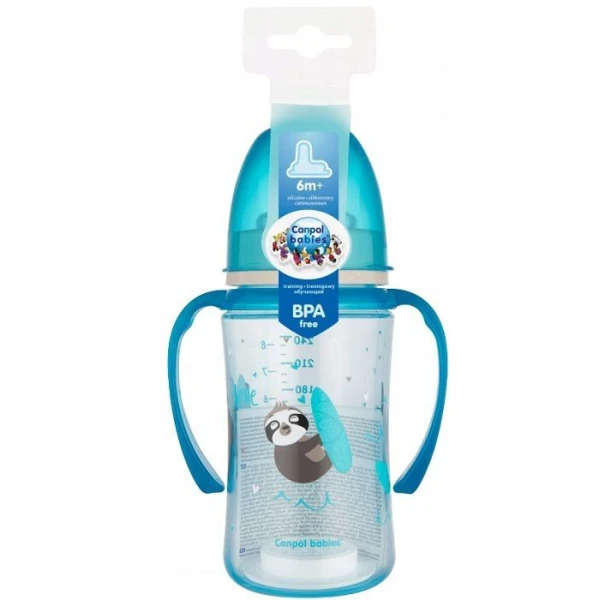 Canpol, kubek treningowy, Easy Start, Exotic Animals, blue, po 6 miesiącu, 35/208, 240ml