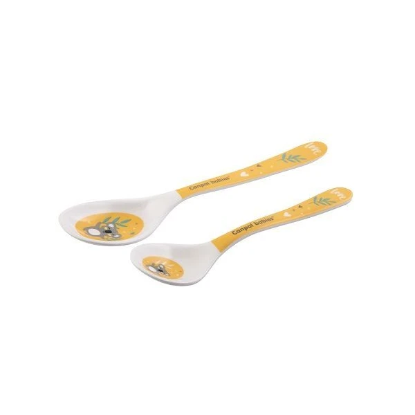 Canpol, łyżeczki z melaminy, Exotic Animals, yellow, po 9 miesiącu, 4/530, 2 sztuki