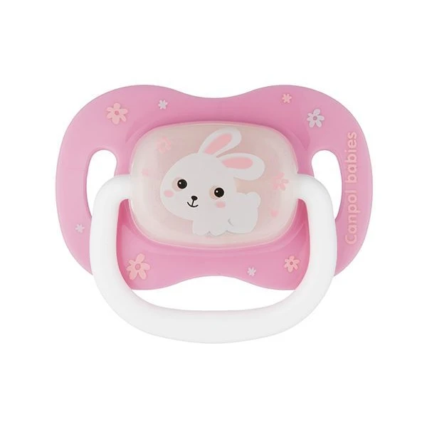 Canpol, smoczek uspokajający, silikonowy, symetryczny, Bunny&Company, pink, po 18 miesiącu, 23/270, 1 sztuka