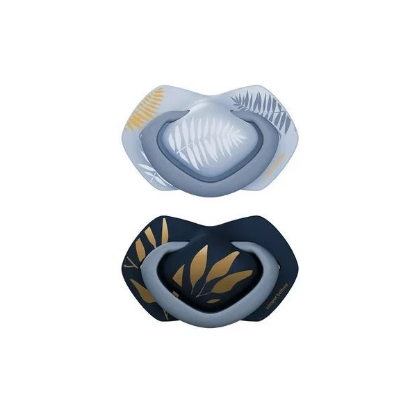 Canpol, smoczek uspokajający, silikonowy, symetryczny, Light Touch Gold, blue, 6-18 miesięcy, 22/665, 2 sztuki