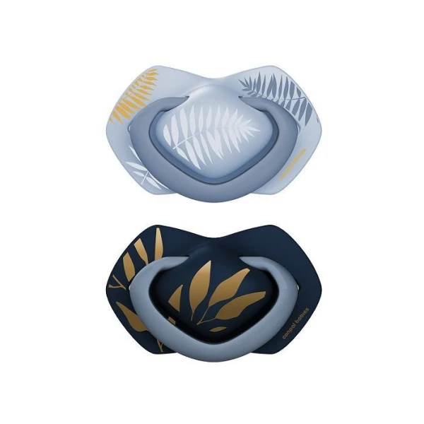 Canpol, smoczek uspokajający, silikonowy, symetryczny, Light Touch Gold, blue, po 18 miesiącu, 22/666, 2 sztuki