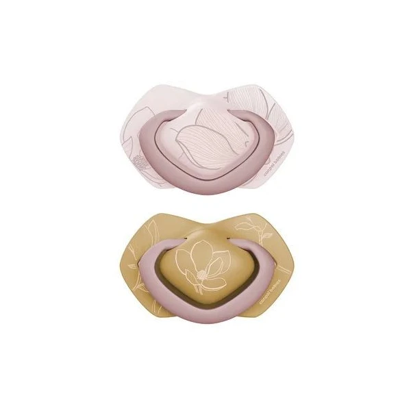 Canpol, smoczek uspokajający, silikonowy, symetryczny, Light Touch Gold, pink, 0-6 miesięcy, 22/664, 2 sztuki