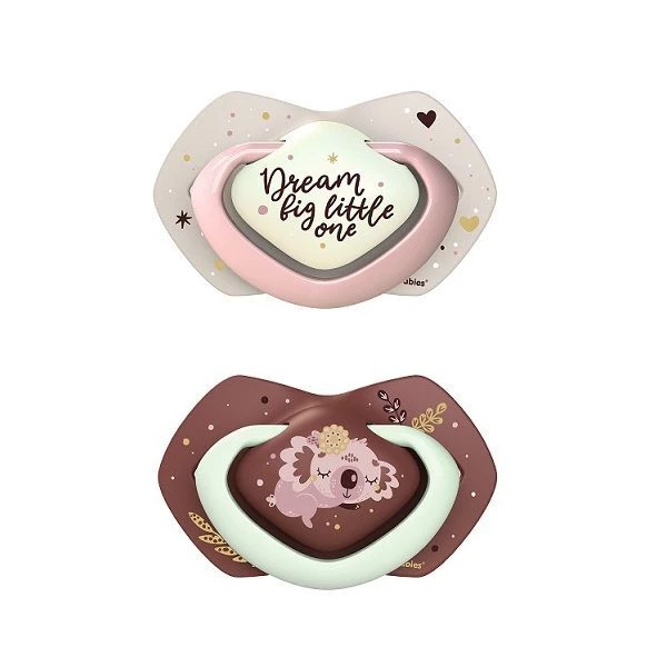 Canpol, smoczek uspokajający, symetryczny, świecący w ciemności, Sleepy Koala, pink, 6-18 miesięcy, 22/659, 2 sztuki