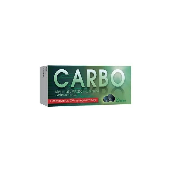 Carbo Medicinalis MF 250mg, 20 tabletek