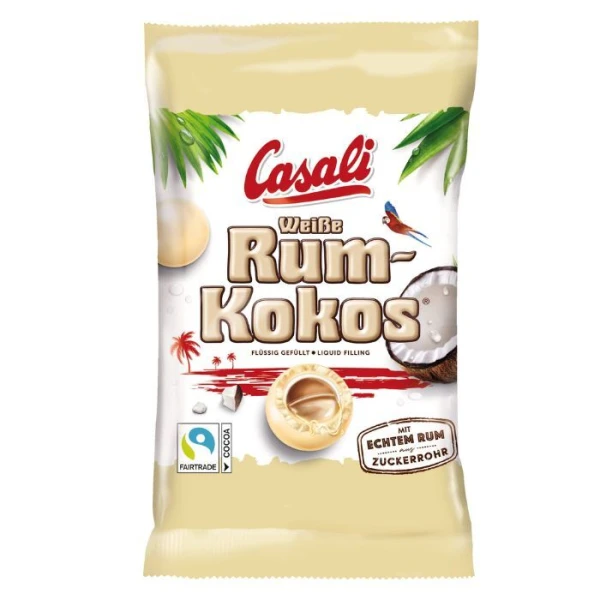[DATA - 2026-10-23] Casali Rum-Kokos, draże kokosowe z dodatkiem rumu, w białej czekoladzie, 100g