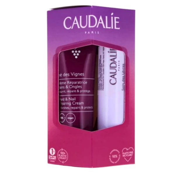 Caudalie, regenerujący krem do rąk i paznokci, 30ml + pomadka do ust, 4,5g