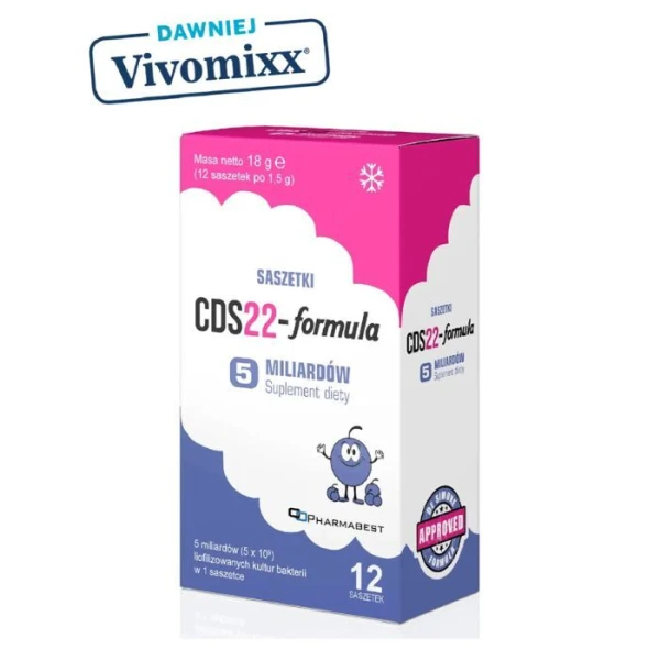 CDS22-Formula 5 mld, proszek do sporządzania zawiesiny doustnej, smak borówkowy, 12 saszetek (dawniej Vivomixx)