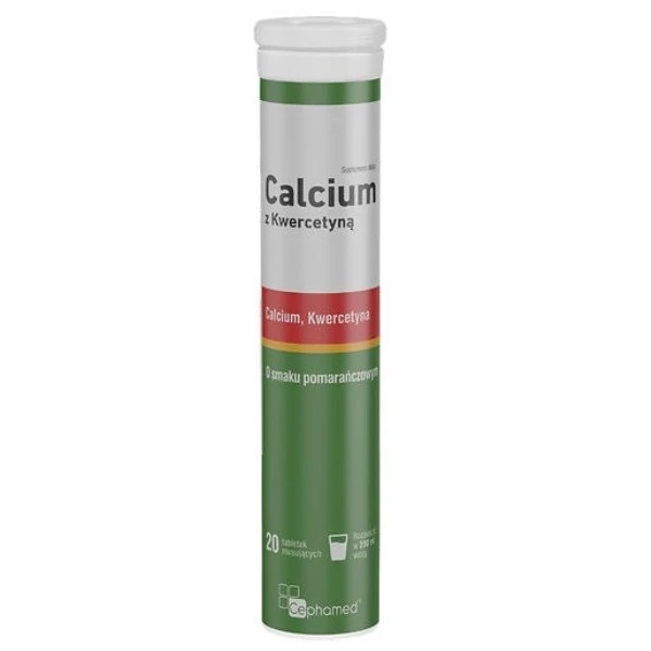 Cephamed, Calcium z kwercetyną, smak pomarańczowy, 20 tabletek musujących