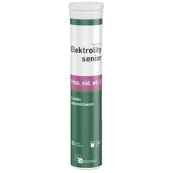 Cephamed, Elektrolity Senior, smak pomarańczowy, 20 tabletek musujących