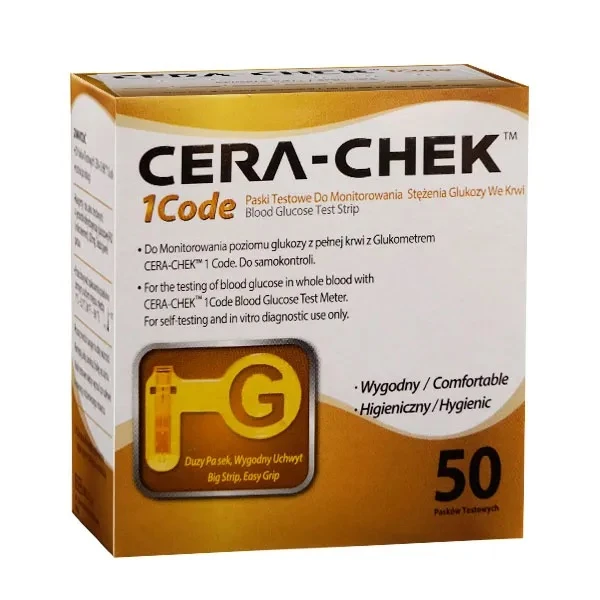 Cera-Chek, paski testowe do monitorowania stężenia glukozy we krwi, 50 sztuk